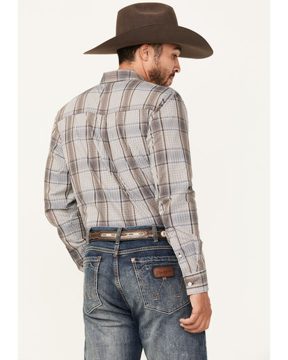 Men's Fiesta Plaid Print Long Sleeve Button-Down Western Sh