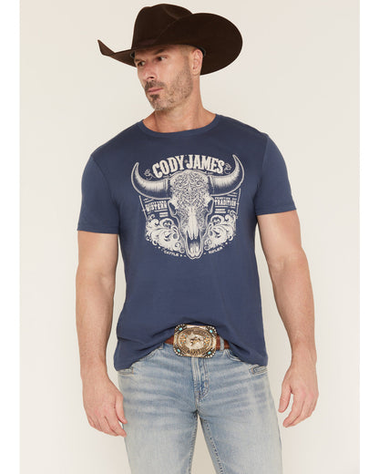 Men's Ornate Steerhead Skull Short Sleeve Graphic T-Shirt