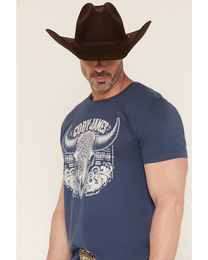 Men's Ornate Steerhead Skull Short Sleeve Graphic T-Shirt