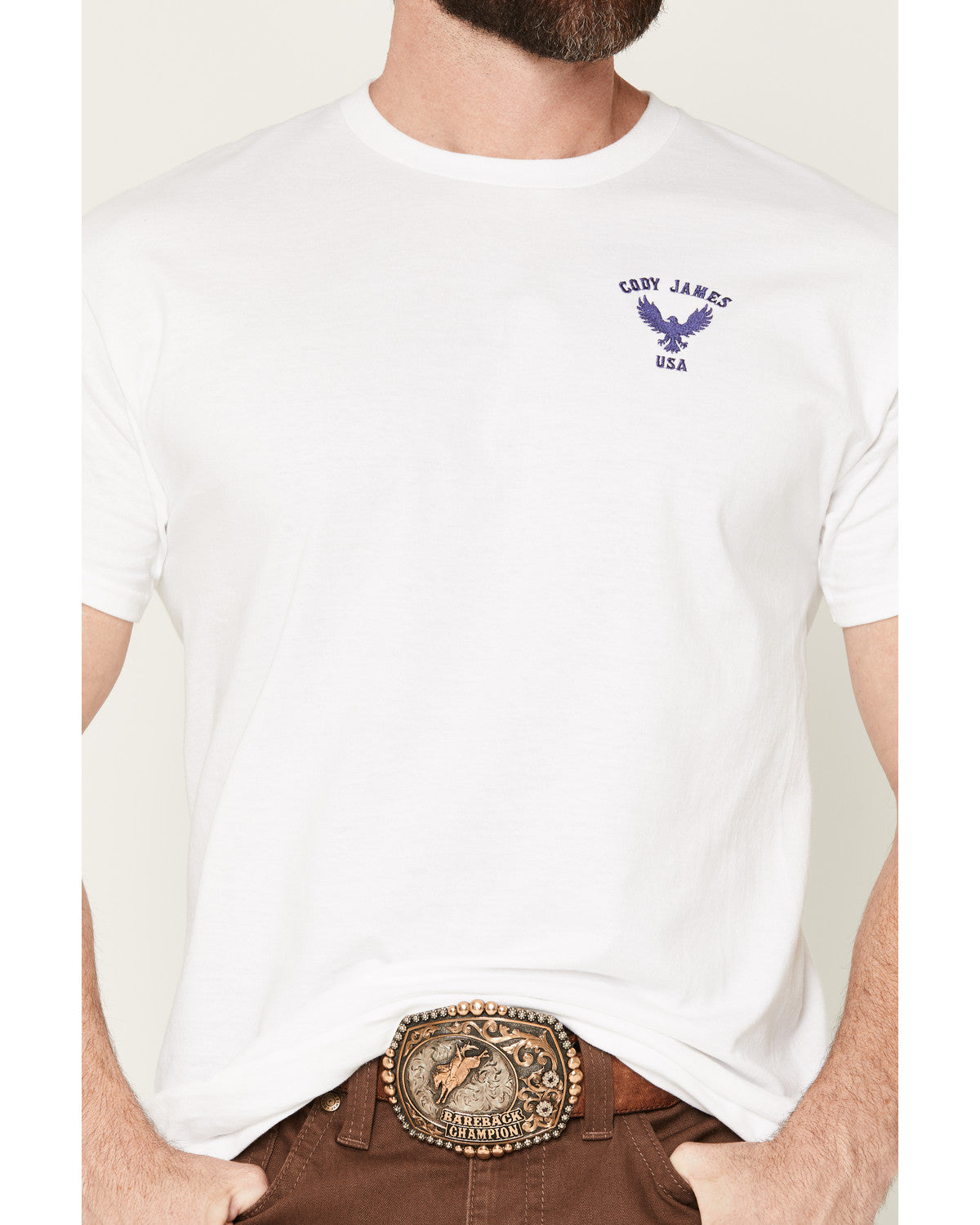 Men's USA Eagle Embroidered Short Sleeve Graphic T-Shirt