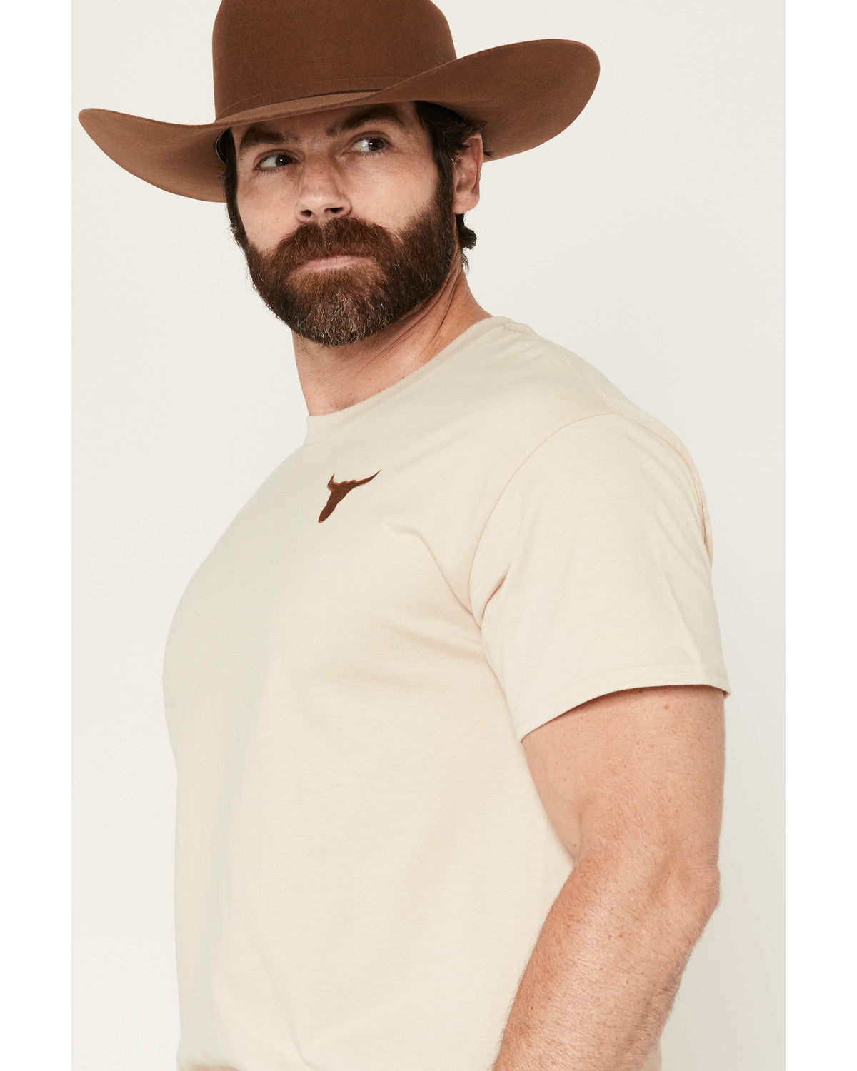 Men's Bull Skull Embroidered Short Sleeve Graphic T-Shirt