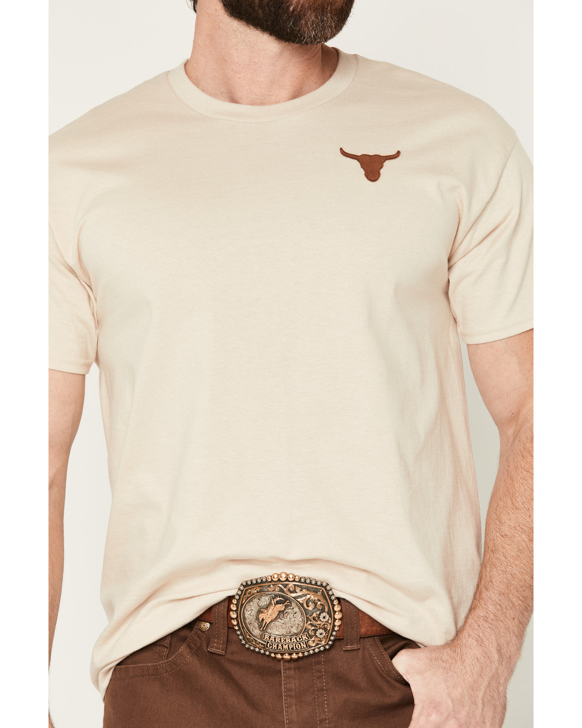 Men's Bull Skull Embroidered Short Sleeve Graphic T-Shirt