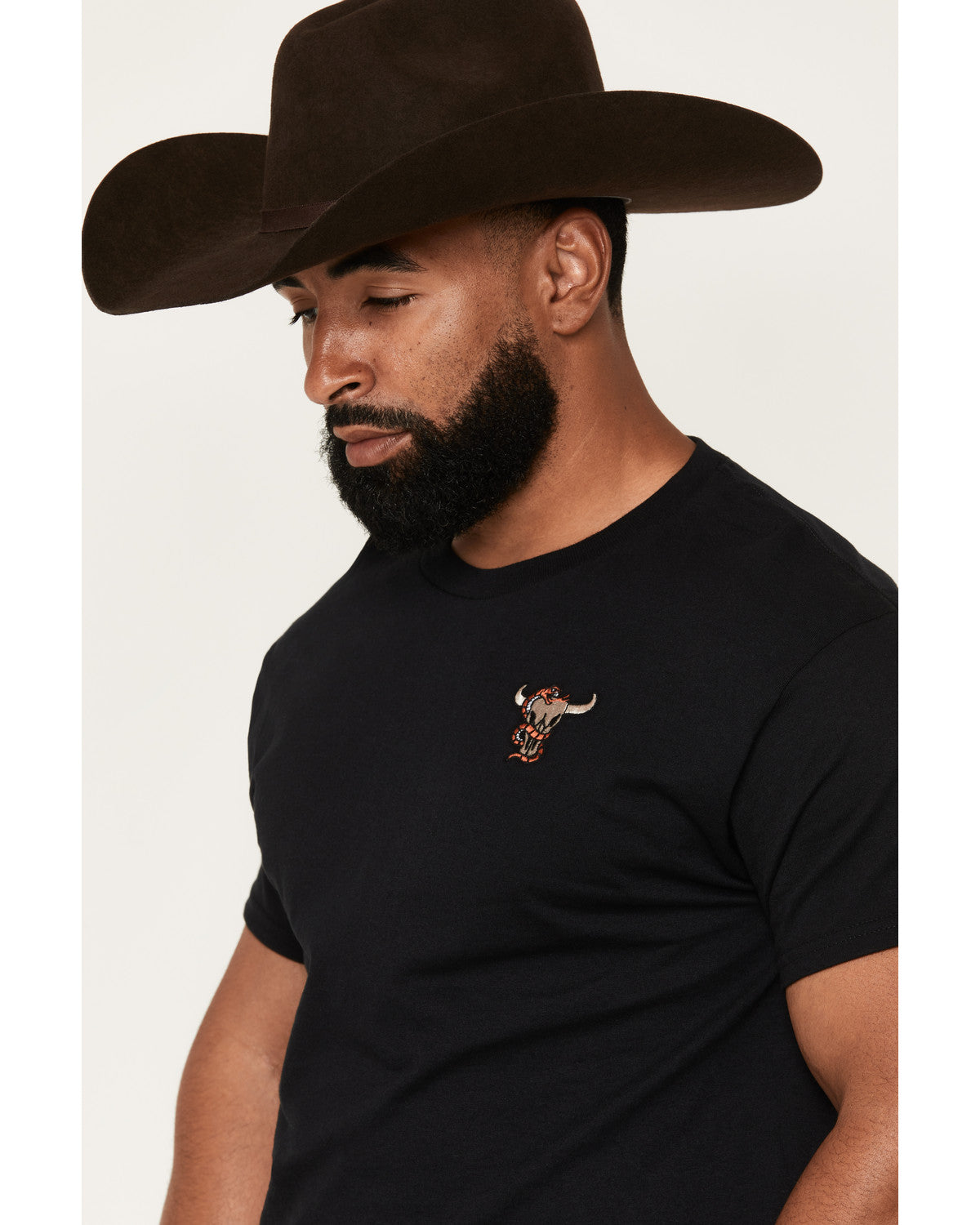 Men's Skull and Snake Embroidered Short Sleeve Graphic T-Sh