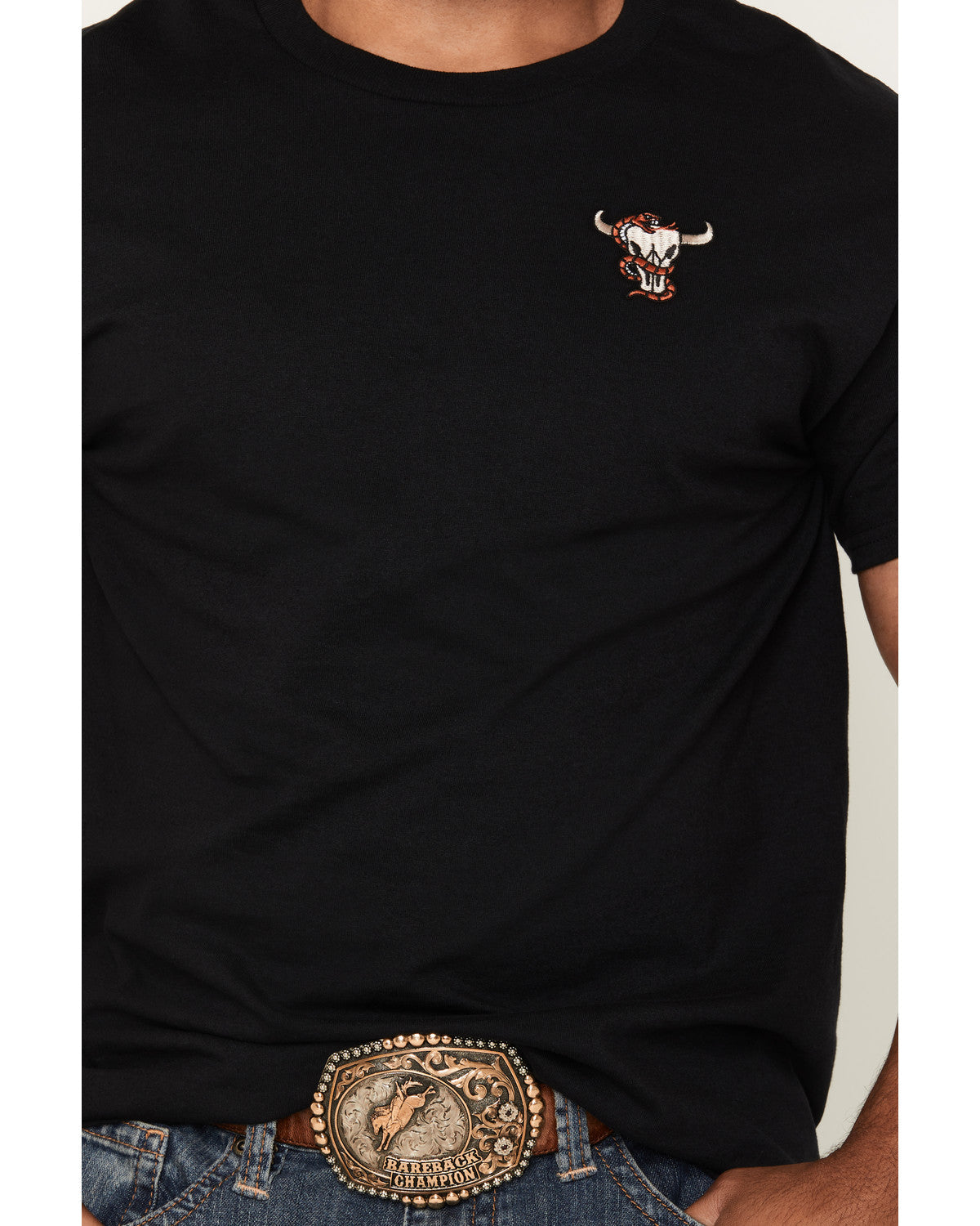 Men's Skull and Snake Embroidered Short Sleeve Graphic T-Sh