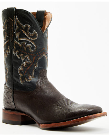 Men's Exotic Ostrich Western Boots - Broad Square Toe