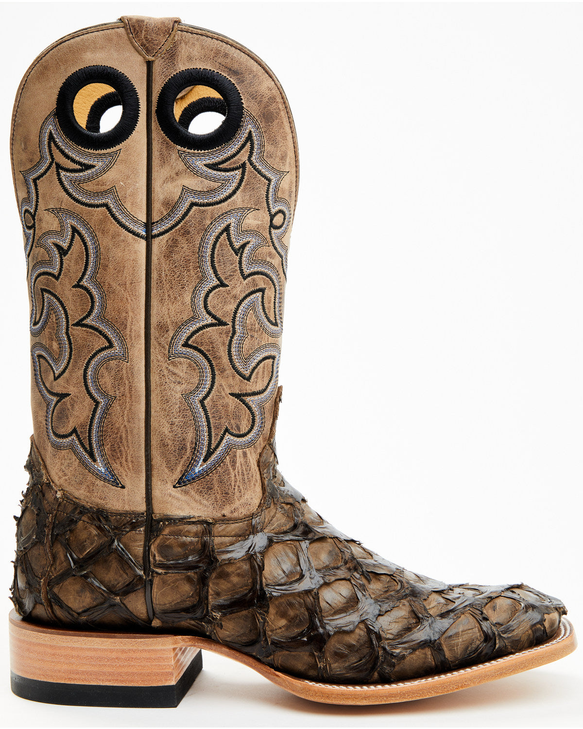 Men's Exotic Pirarucu Western Boots - Broad Square Toe