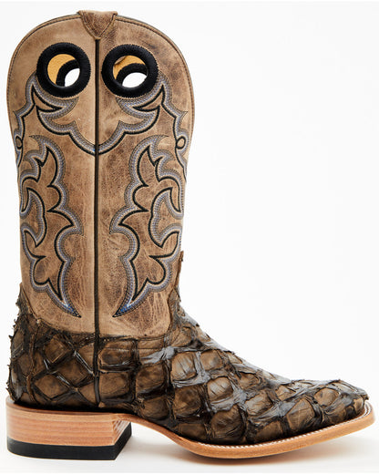 Men's Exotic Pirarucu Western Boots - Broad Square Toe