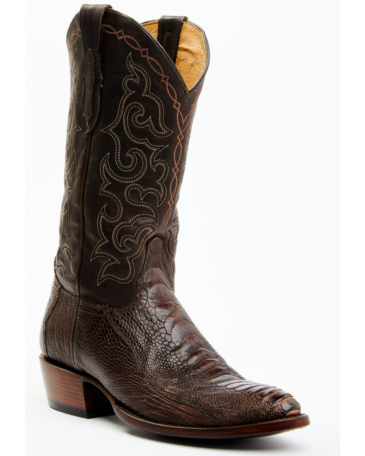Men's Exotic Ostrich Leg Western Boots - Round Toe