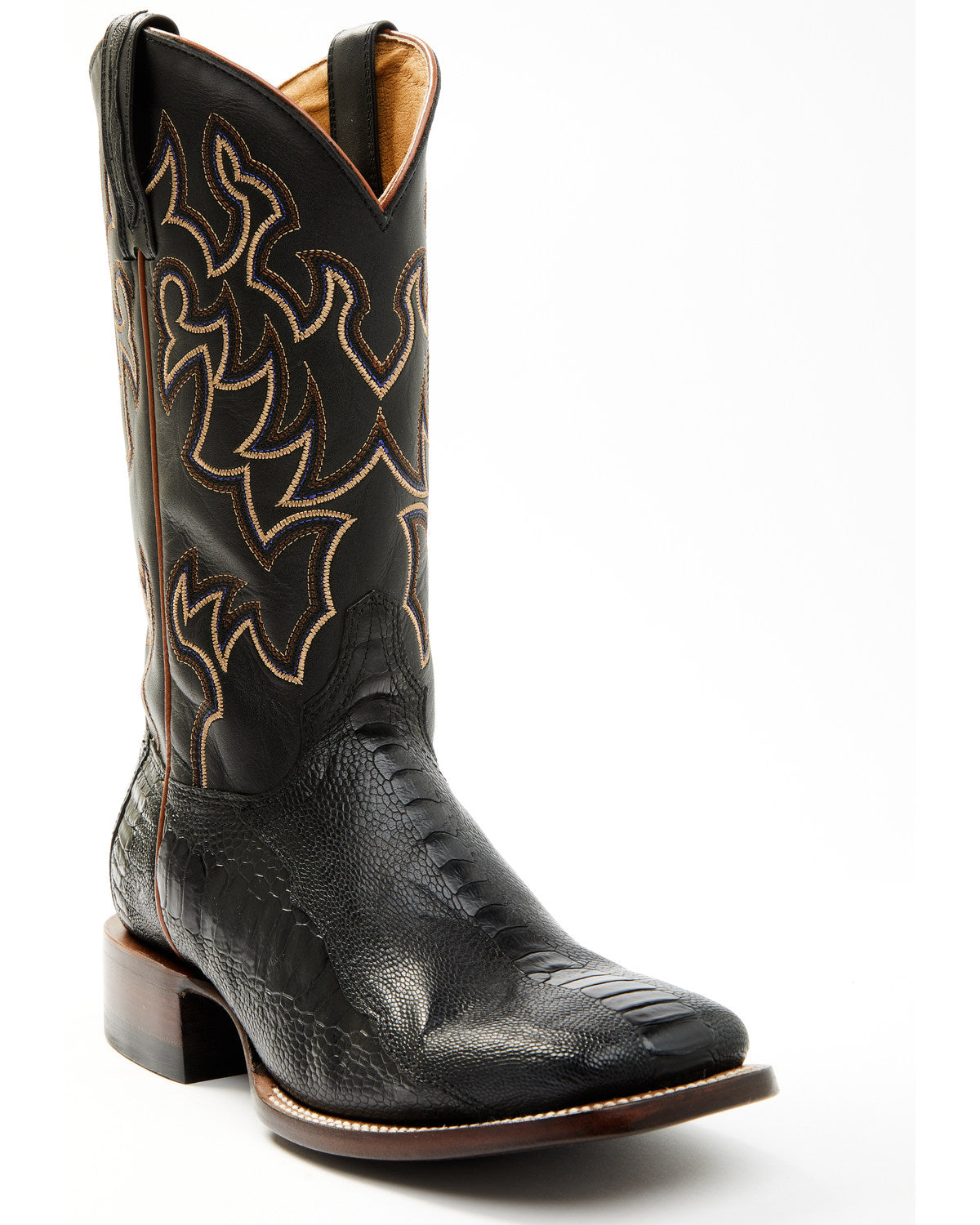 Men's Exotic Ostrich Leg Western Boots - Broad Square Toe