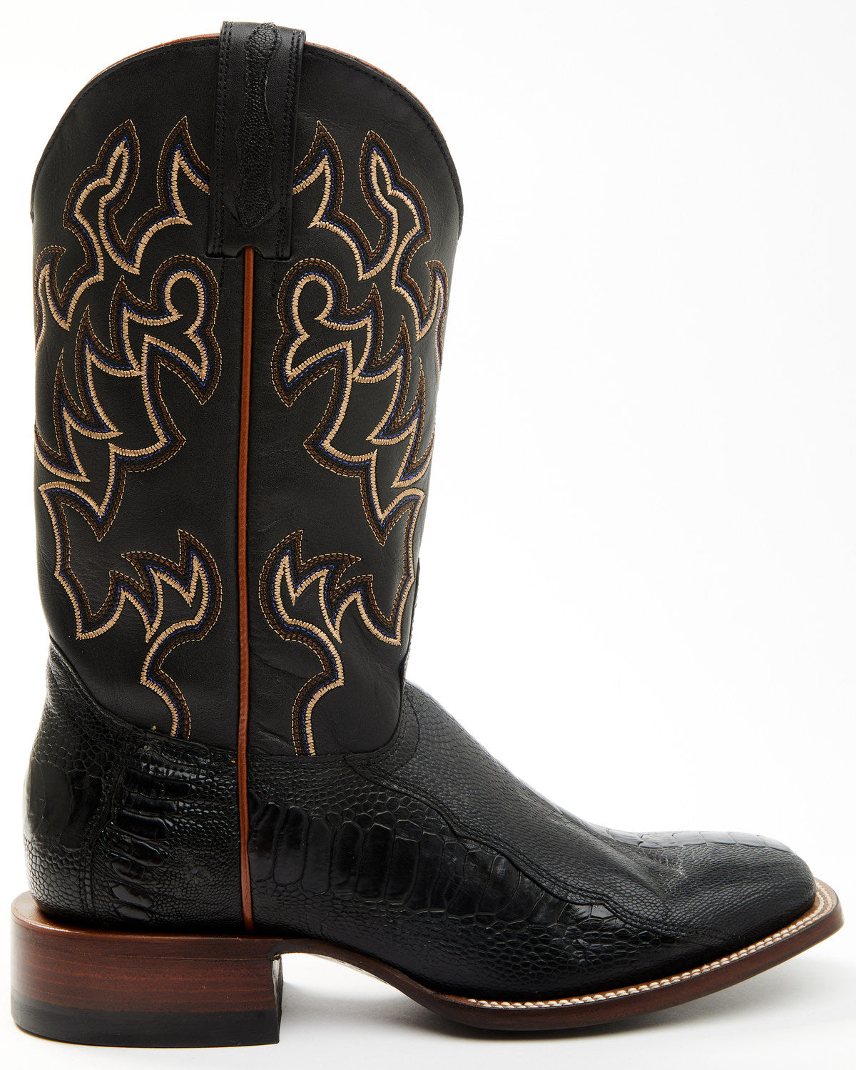 Men's Exotic Ostrich Leg Western Boots - Broad Square Toe