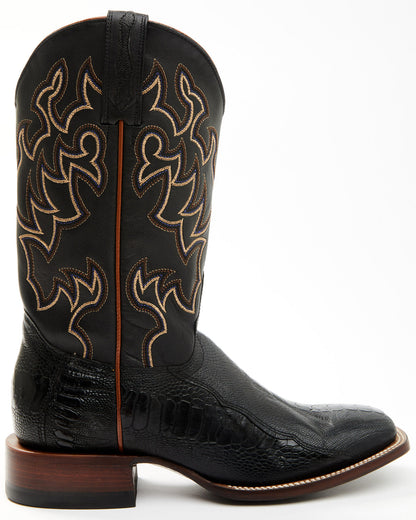 Men's Exotic Ostrich Leg Western Boots - Broad Square Toe