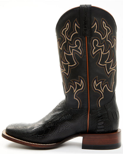 Men's Exotic Ostrich Leg Western Boots - Broad Square Toe