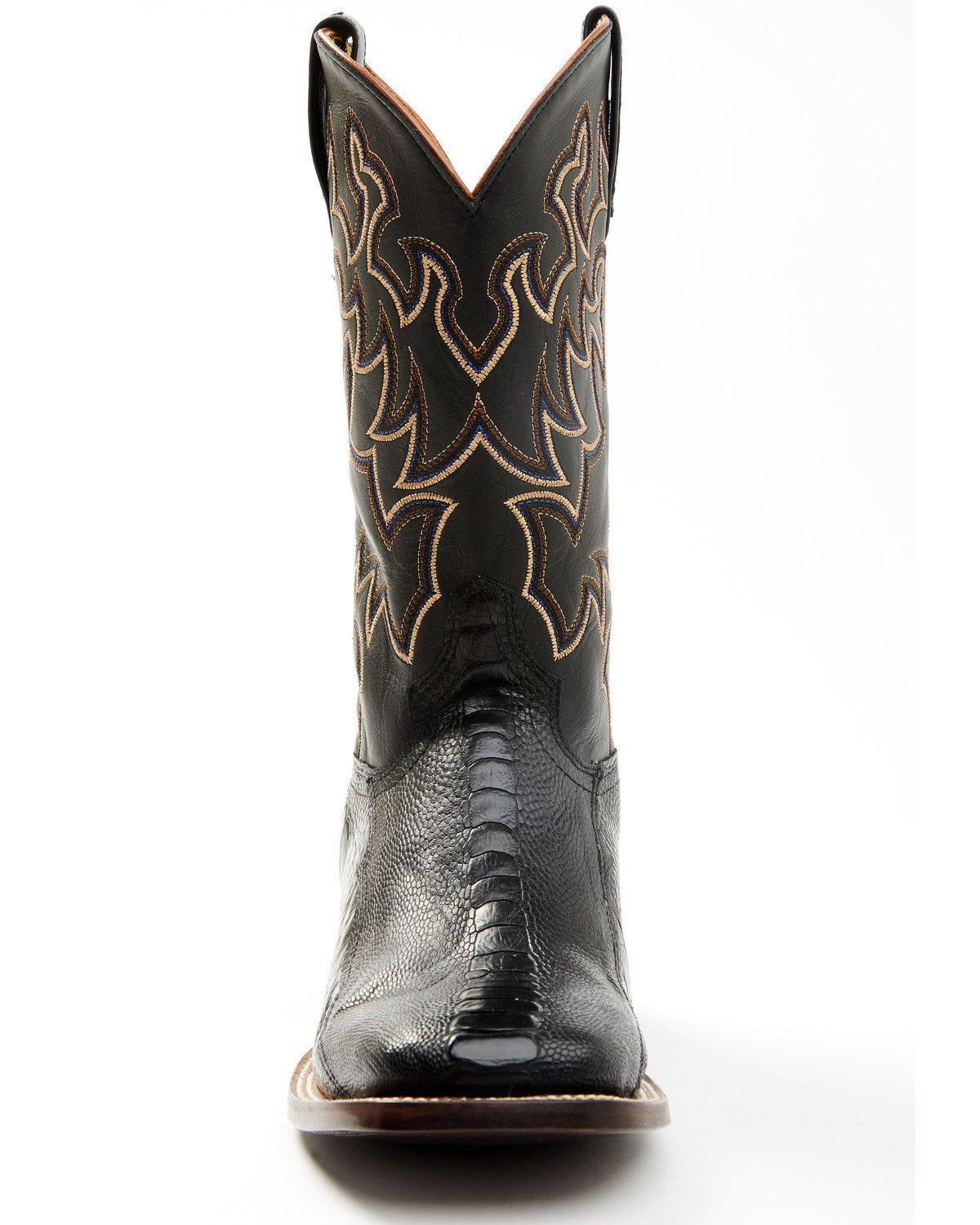 Men's Exotic Ostrich Leg Western Boots - Broad Square Toe