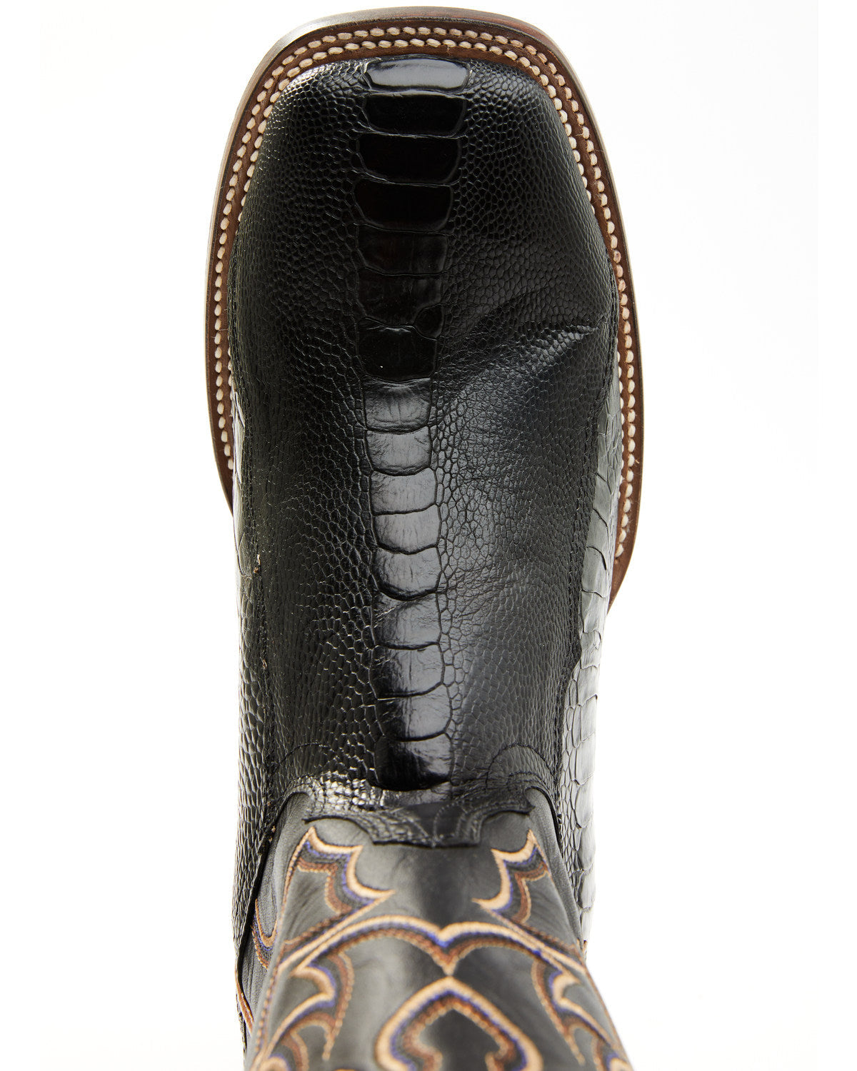 Men's Exotic Ostrich Leg Western Boots - Broad Square Toe