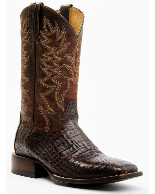 Men's Exotic Caiman Belly Western Boots - Broad Square Toe