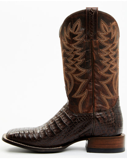 Men's Exotic Caiman Belly Western Boots - Broad Square Toe