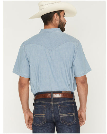 Men's Horizon Chambray Light Wash Short Sleeve Snap Western