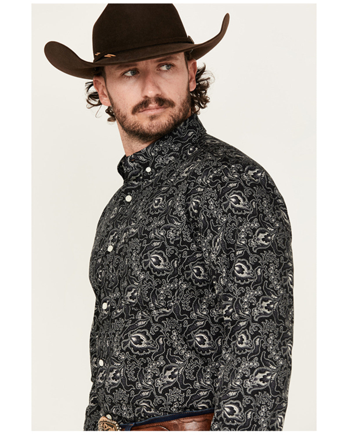 Men's Parker Paisley Print Long Sleeve Button-Down Stretch