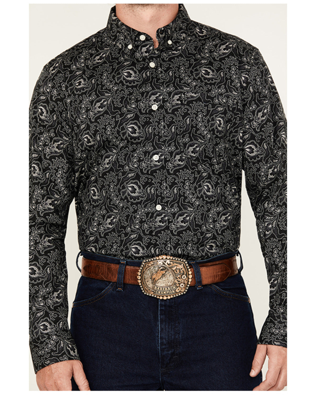 Men's Parker Paisley Print Long Sleeve Button-Down Stretch