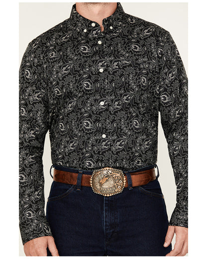 Men's Parker Paisley Print Long Sleeve Button-Down Stretch