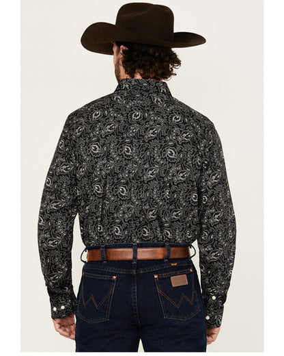 Men's Parker Paisley Print Long Sleeve Button-Down Stretch