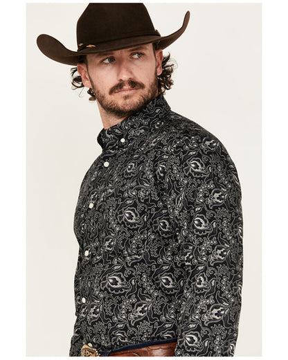 Men's Parker Paisley Print Long Sleeve Button-Down Stretch