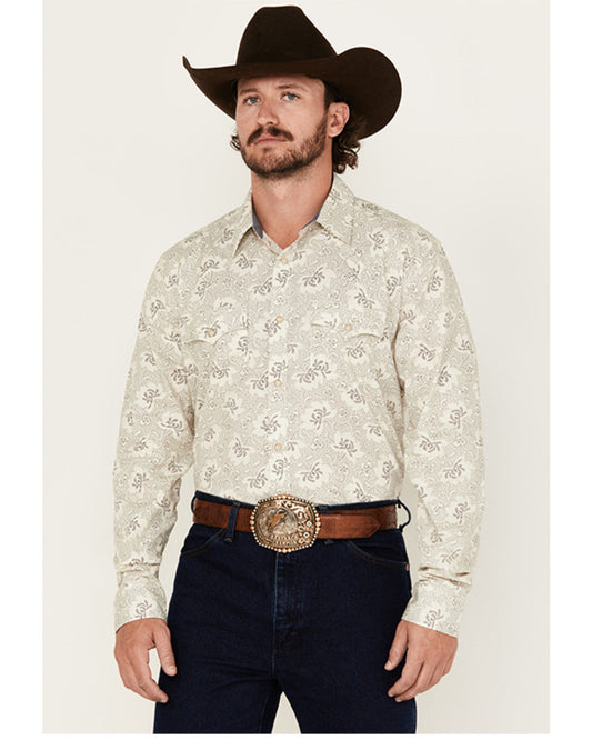 Men's Treven Floral Print Long Sleeve Snap Western Shirt -