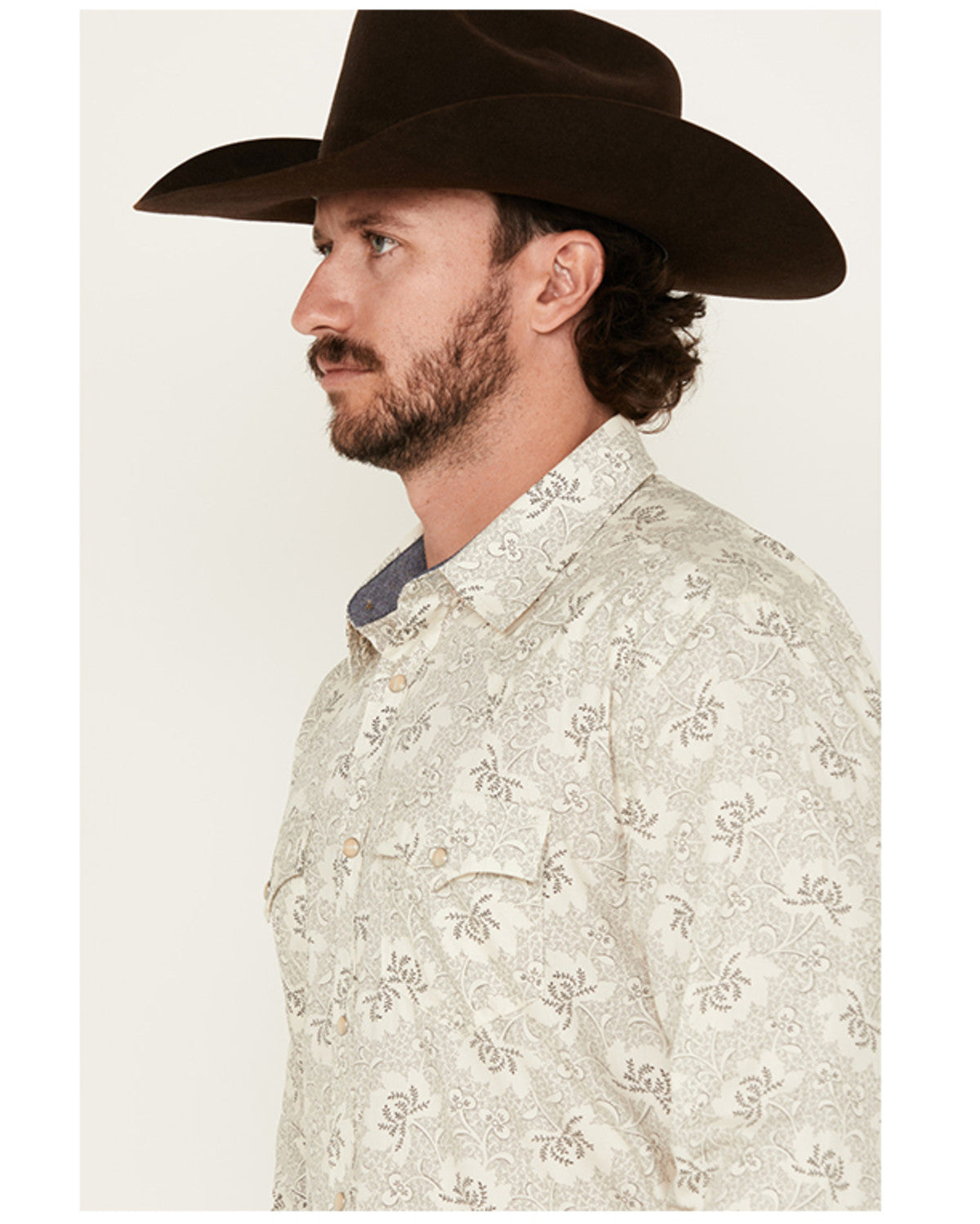 Men's Treven Floral Print Long Sleeve Snap Western Shirt -