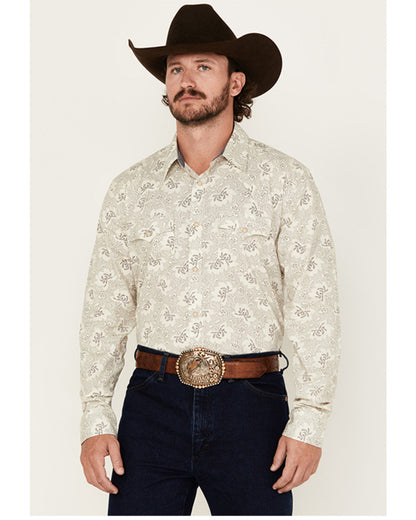 Men's Treven Floral Print Long Sleeve Snap Western Shirt -