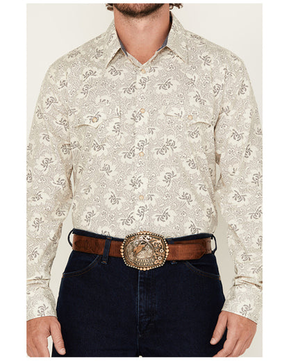 Men's Treven Floral Print Long Sleeve Snap Western Shirt -