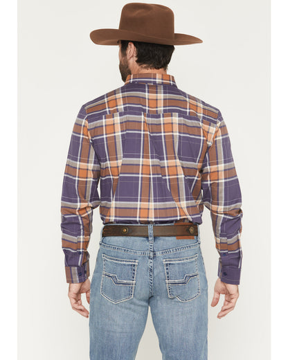 Men's Smokey Trail Plaid Print Long Sleeve Button-Down Stre