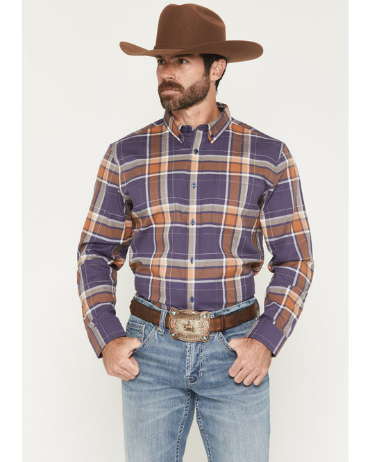 Men's Smokey Trail Plaid Print Long Sleeve Button-Down Stre