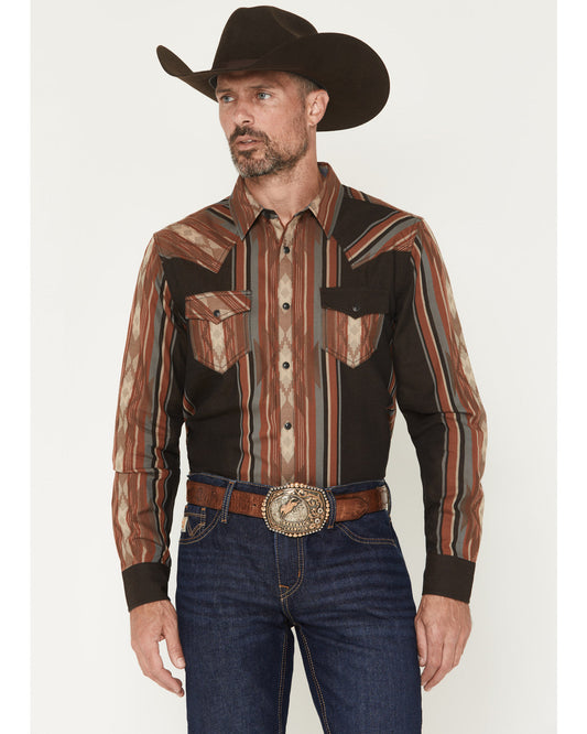 Men's Desert Trail Southwestern Stripe Print Long Sleeve Sn