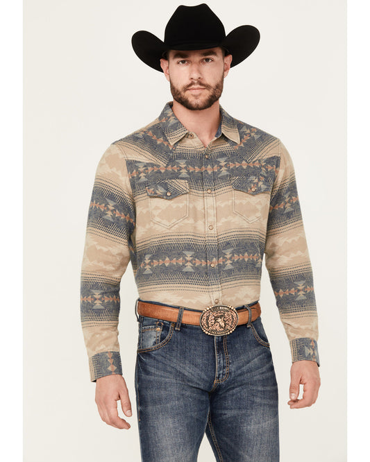 Men's Arrow Bear Southwestern Print Long Sleeve Snap Wester