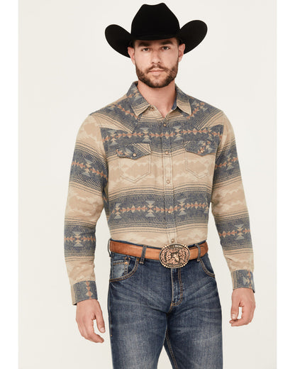 Men's Arrow Bear Southwestern Print Long Sleeve Snap Wester