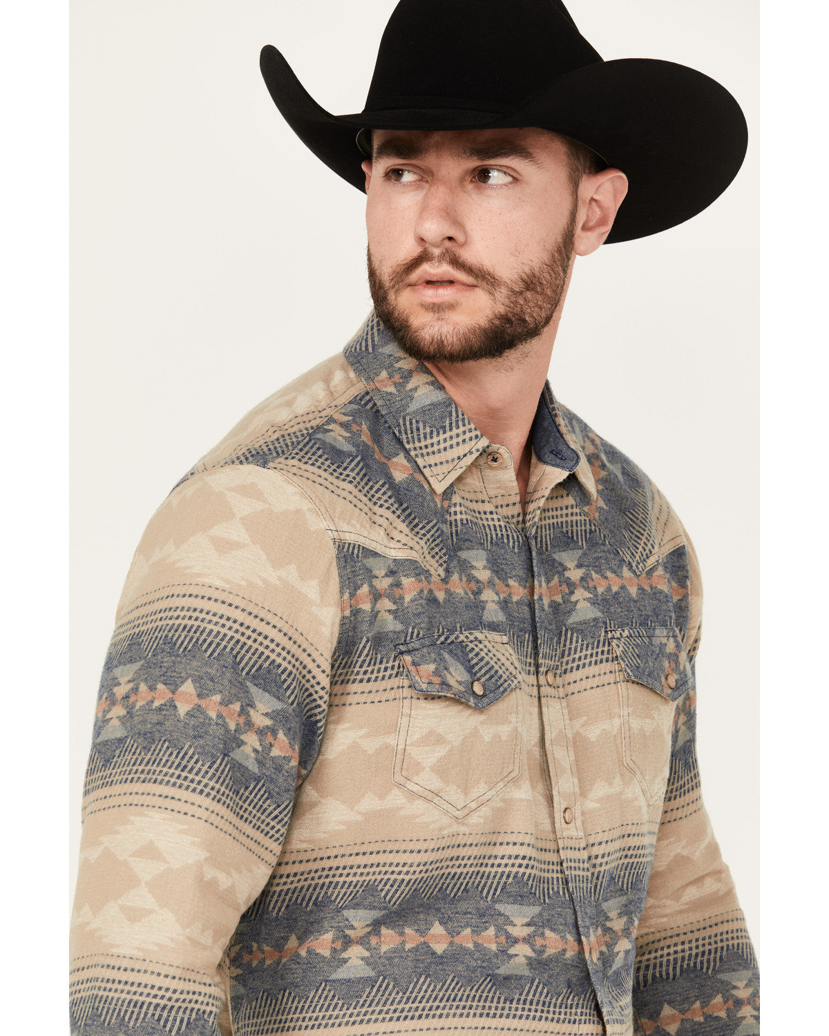 Men's Arrow Bear Southwestern Print Long Sleeve Snap Wester