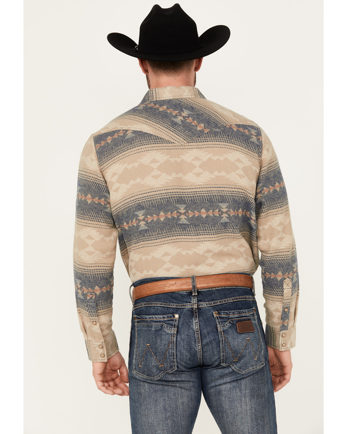 Men's Arrow Bear Southwestern Print Long Sleeve Snap Wester
