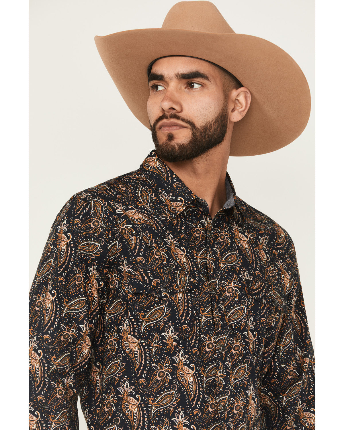Men's Desert Dapper Paisley Print Long Sleeve Snap Western