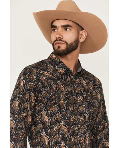 Men's Desert Dapper Paisley Print Long Sleeve Snap Western