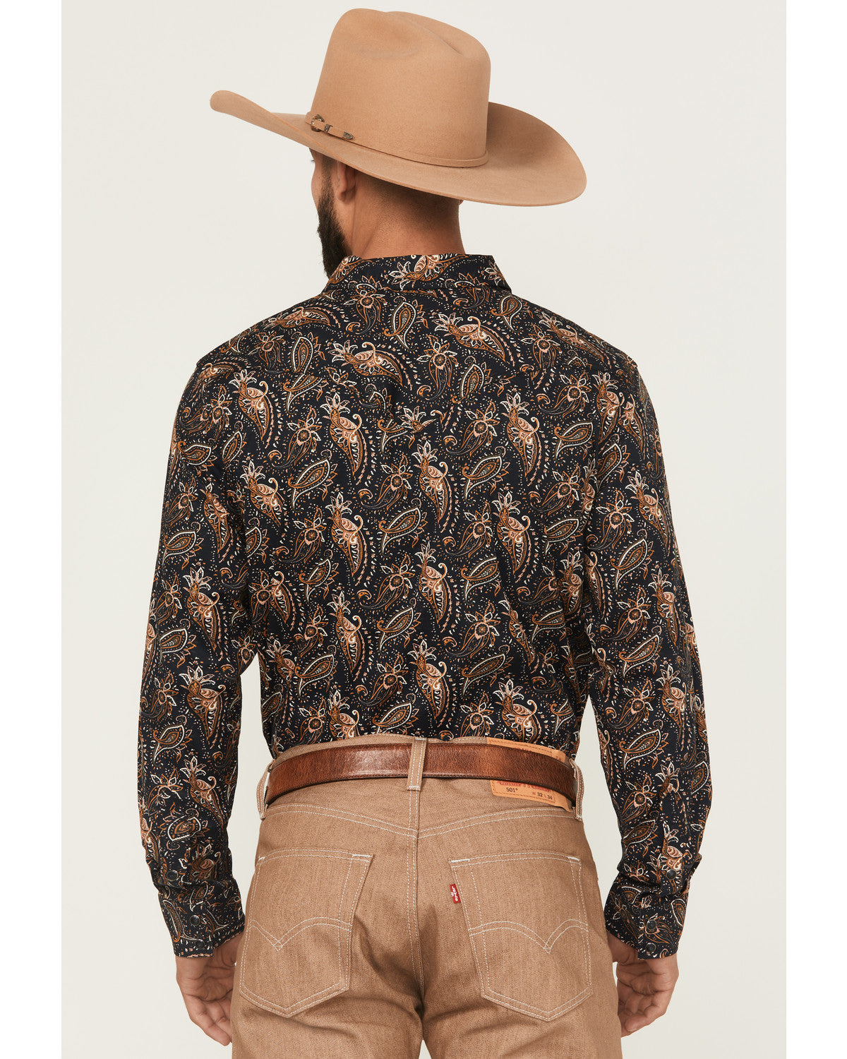 Men's Desert Dapper Paisley Print Long Sleeve Snap Western