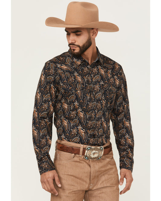 Men's Desert Dapper Paisley Print Long Sleeve Snap Western
