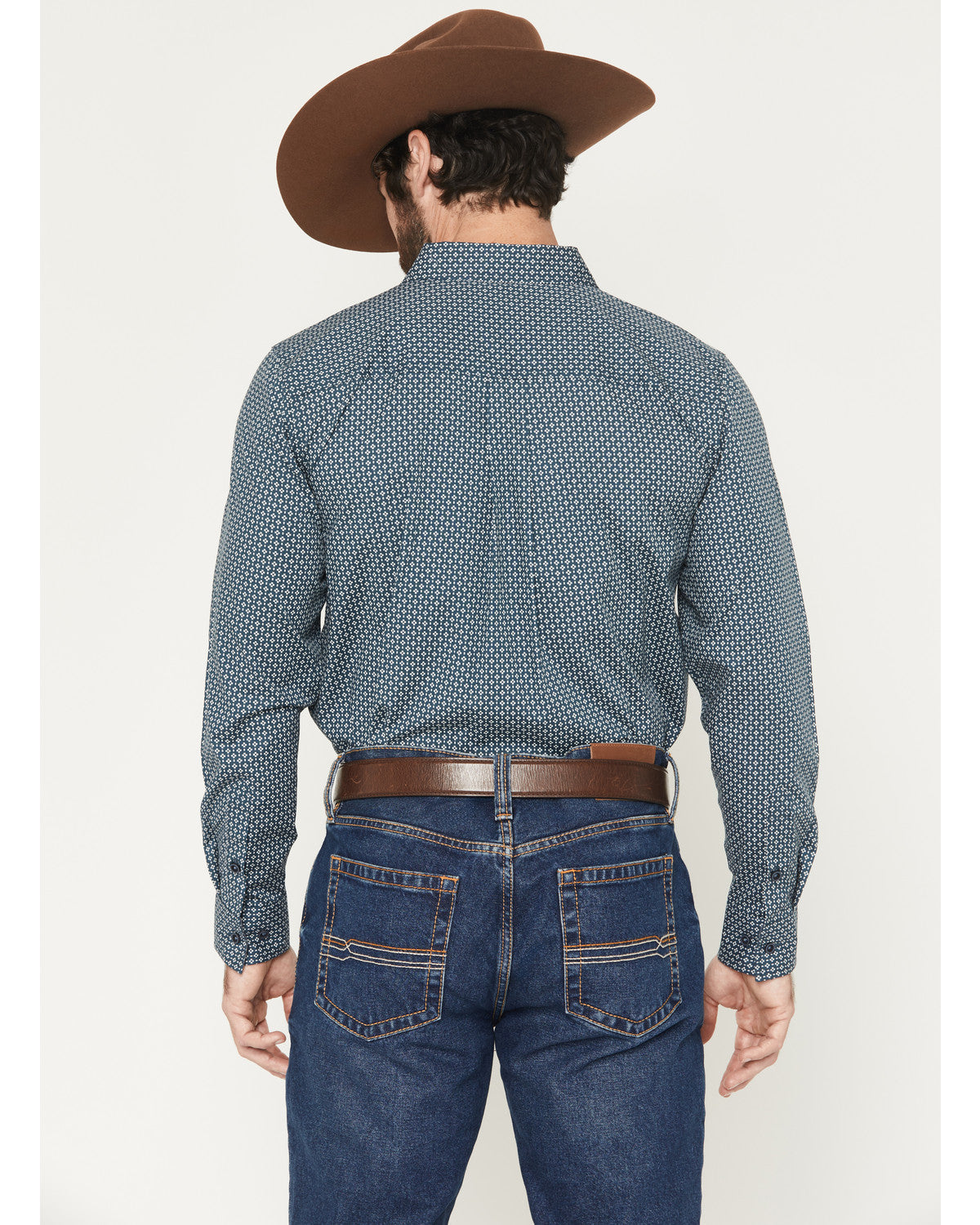 Men's Bourbon Geo Print Long Sleeve Button-Down Stretch Wes