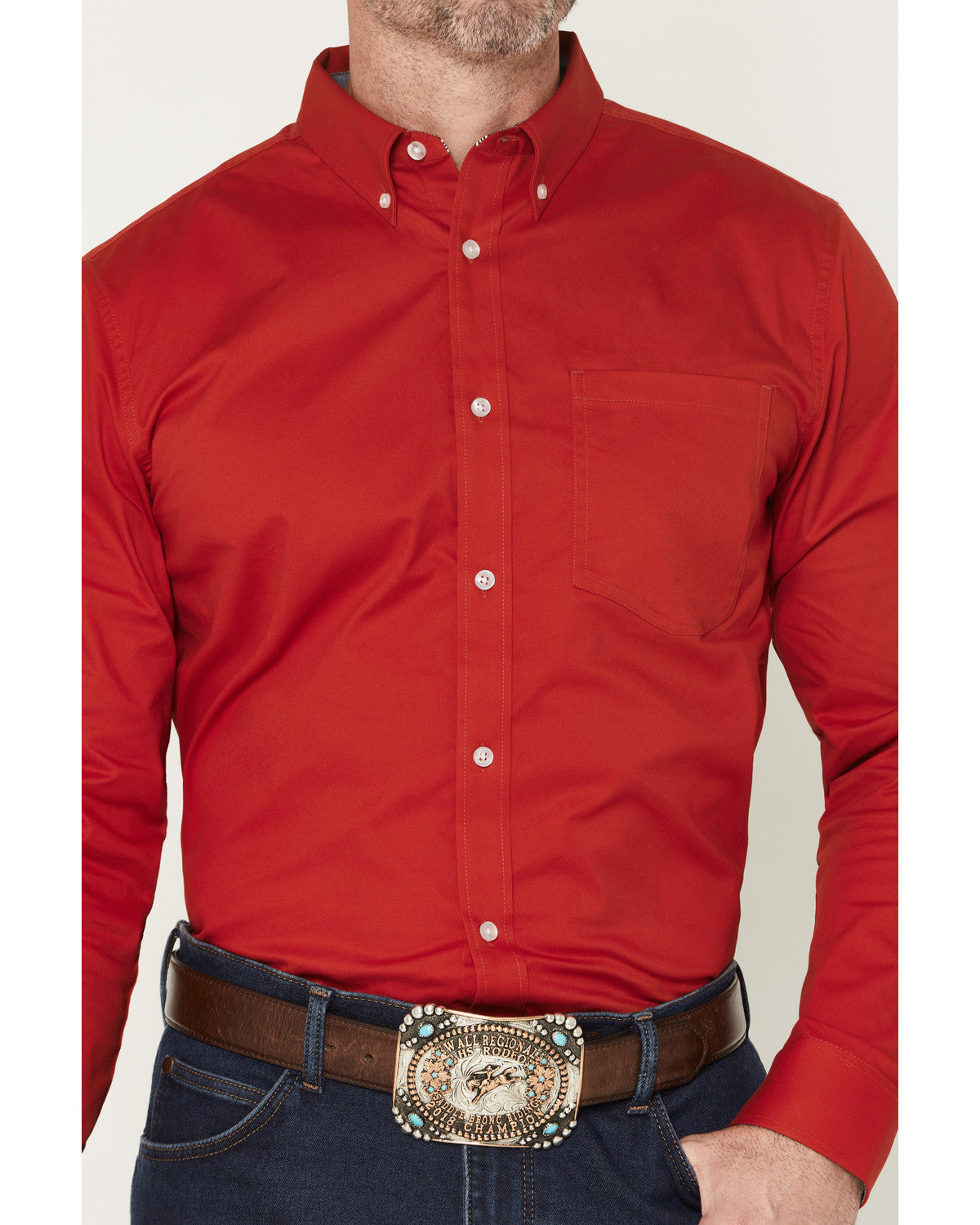 Men's Performance Twill Solid Long Sleeve Button-Down Stret