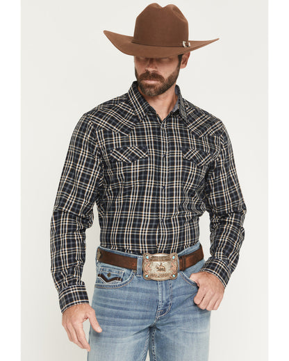 Men's Warriors Way Plaid Print Long Sleeve Snap Western Shi