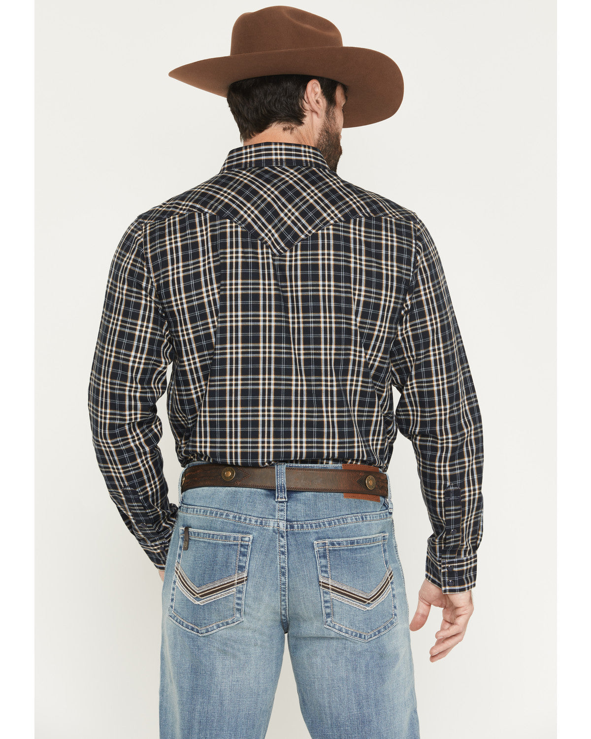 Men's Warriors Way Plaid Print Long Sleeve Snap Western Shi