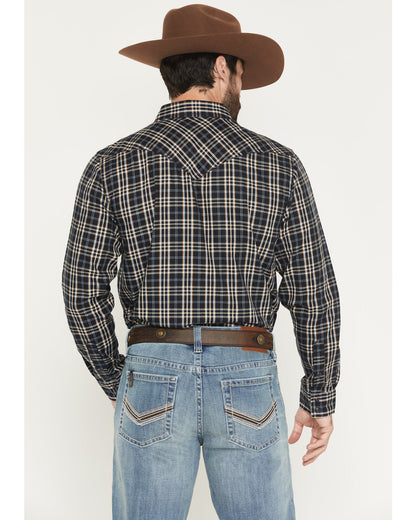 Men's Warriors Way Plaid Print Long Sleeve Snap Western Shi