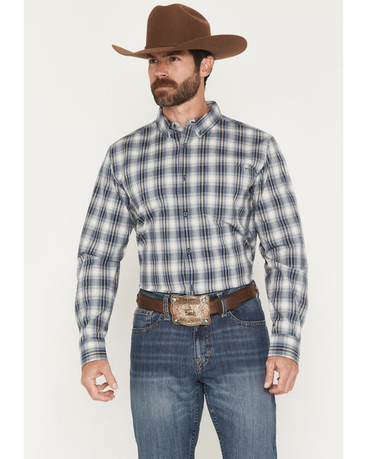Men's Tennessee Trail Plaid Print Long Sleeve Button-Down S