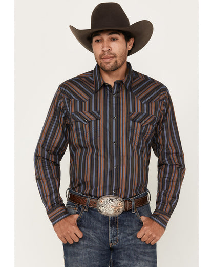 Men's Finals Day Striped Long Sleeve Western Snap Shirt