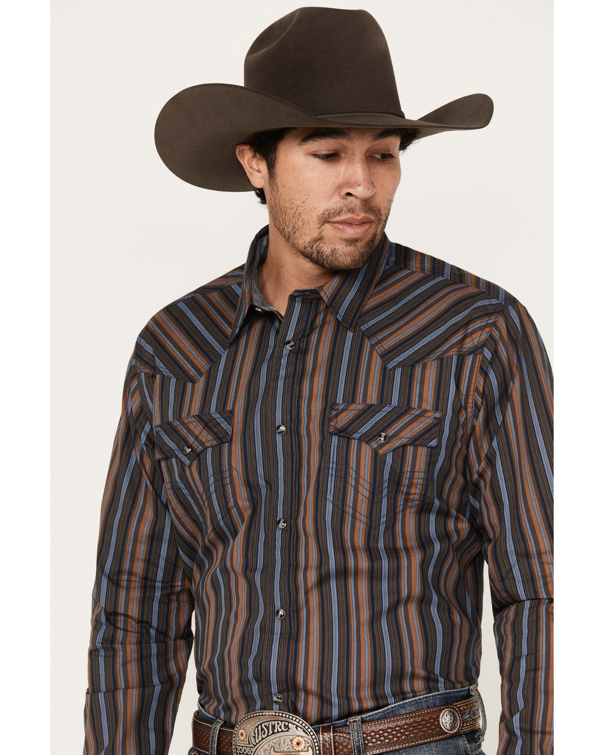 Men's Finals Day Striped Long Sleeve Western Snap Shirt