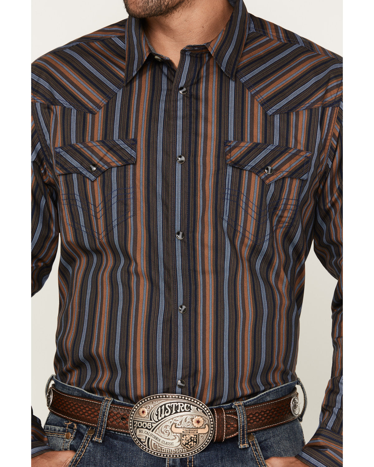 Men's Finals Day Striped Long Sleeve Western Snap Shirt